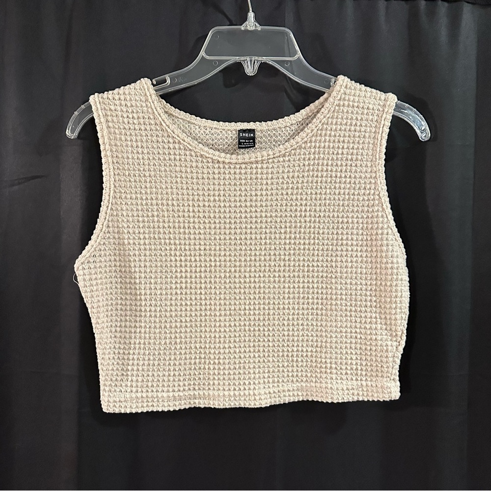 SHEIN Cream Textured Sleeveless Tank Top